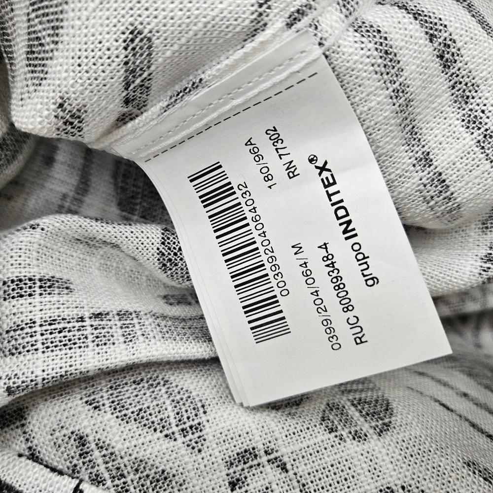 New Zara Men's Geometric Print Shirt Black White 0399/064 - Picture 7 of 9